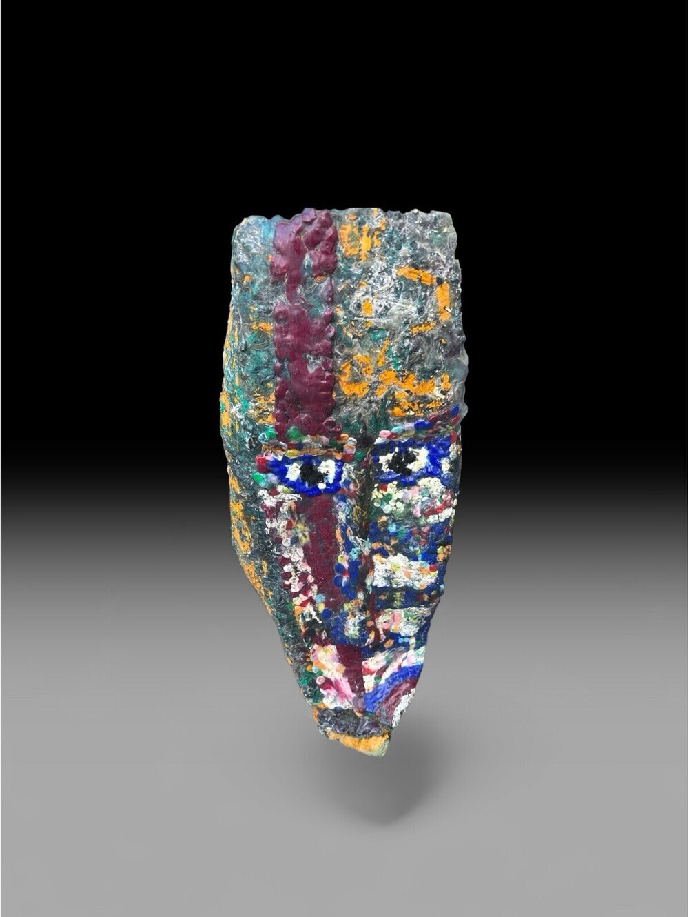 Vintage Art Face Multicolor African Hanging Artist Signed Cultural Mosaic 26” T